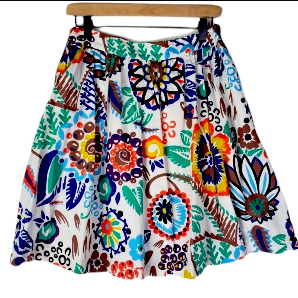 Boden Multicolor Mod Floral A-Line Skirt Women's 8 White Print